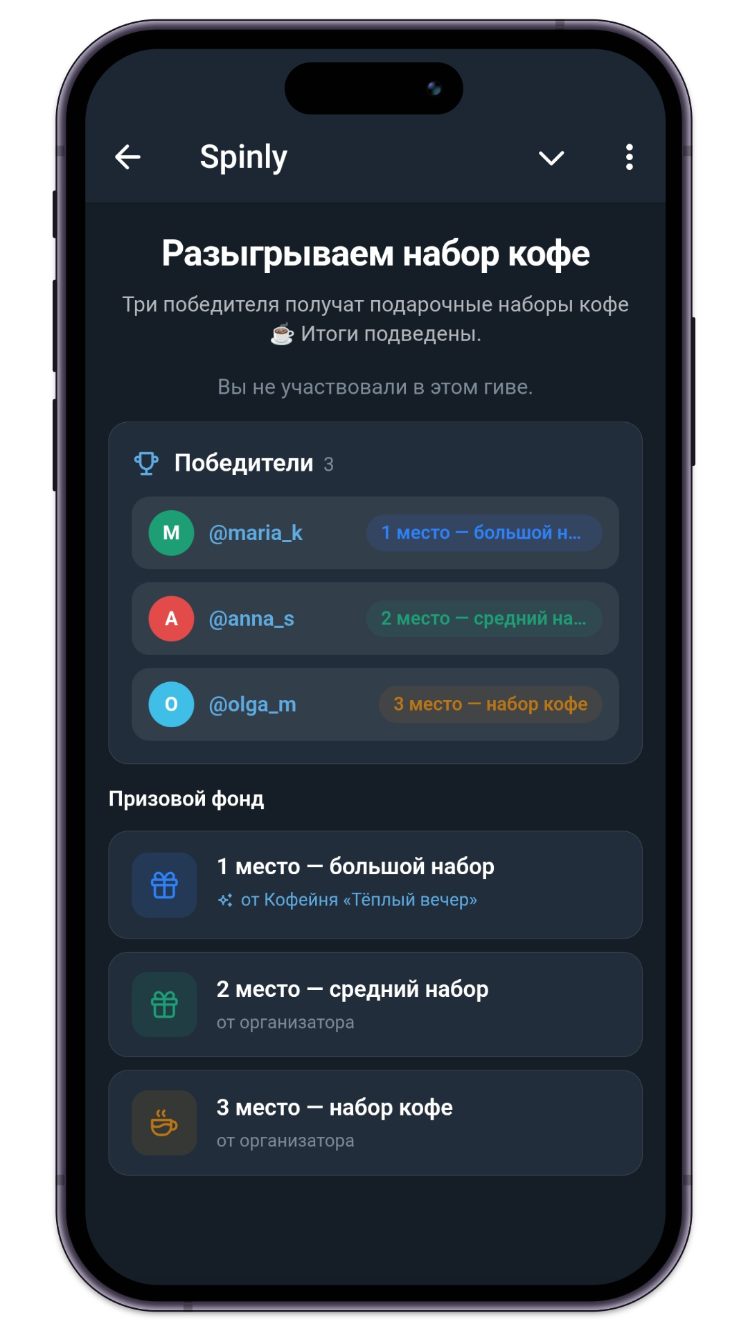 Результаты гива для участников